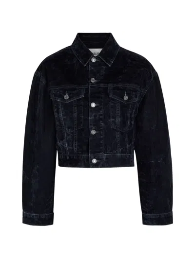 Agolde Buttoned Flap-pocket Jacket In Blue