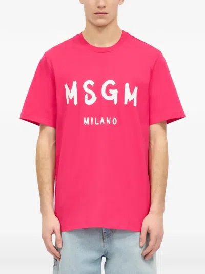Msgm Printed T-shirt In Pink