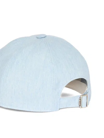 Msgm Embroidered Cap Hat In Blue