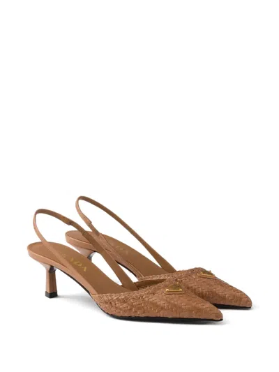 Prada 75mm Leather Heeled Pumps In Multi