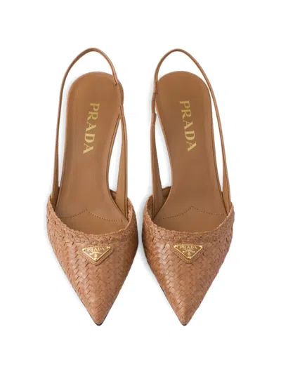 Prada 75mm Leather Heeled Pumps In Multi