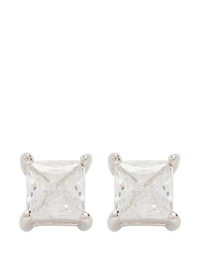 Cernucci Iced Micro Square Sterling Silver Stud Earrings In Silver