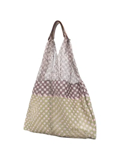 Epice Check-pattern Tote Bag In Green