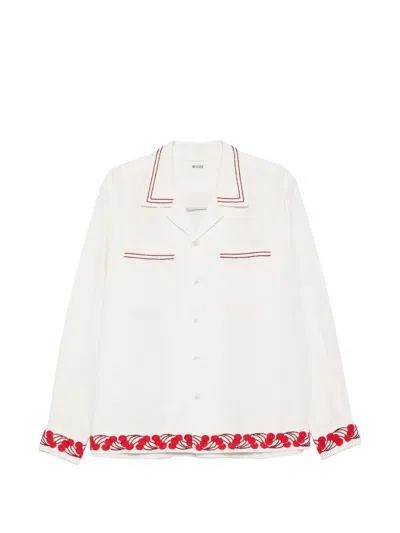 Bode White Cherry Lane Beaded Shirt In White