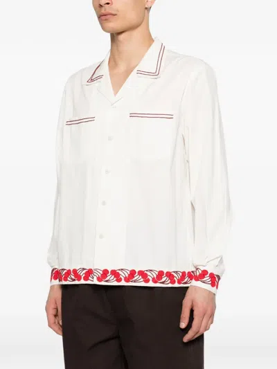 Bode White Cherry Lane Beaded Shirt In White