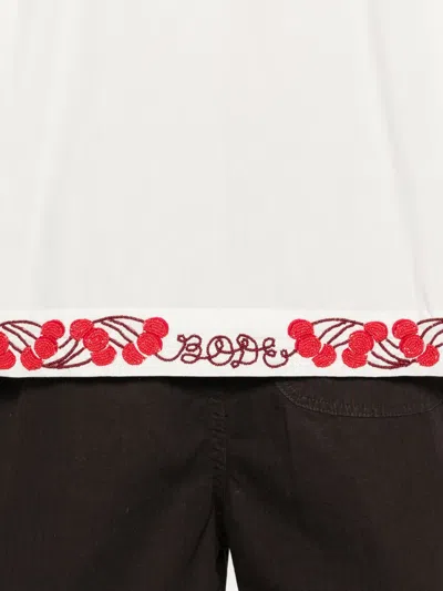 Bode White Cherry Lane Beaded Shirt In White
