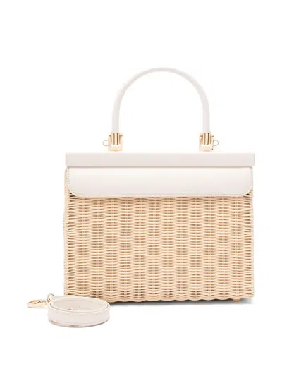 Rodo Medium Wicker Top Handle Shoulder Bag In Neutral