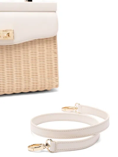 Rodo Medium Wicker Top Handle Shoulder Bag In Neutral