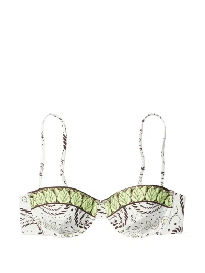Tory Burch Printed Underwire Bikini Top In Green
