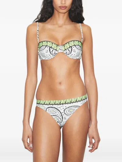 Tory Burch Printed Underwire Bikini Top In Green