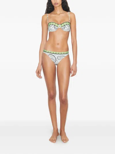 Tory Burch Printed Underwire Bikini Top In Green