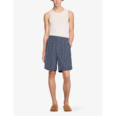 Sandro Geometric-pattern Shorts In Blue