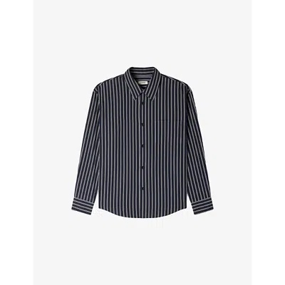 Sandro Striped Cotton Shirt In Black