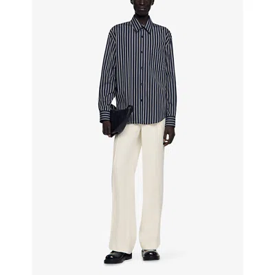 Sandro Striped Cotton Shirt In Black