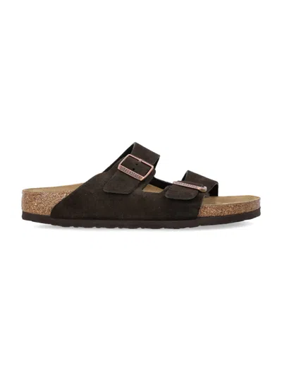 Birkenstock Arizona Slippers With Cork Midsole And Suede Upper In Brown