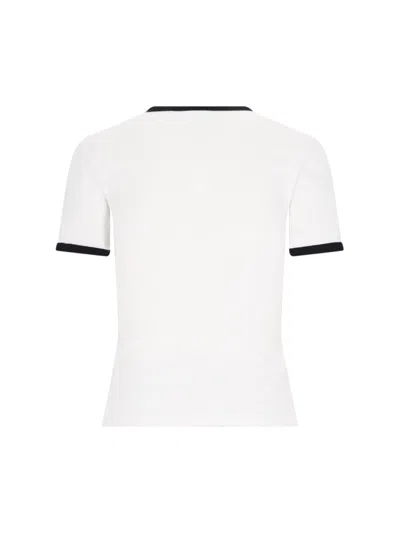 Courrèges Courreges Women Cotton T-shirt With Contrasting Profiles In White