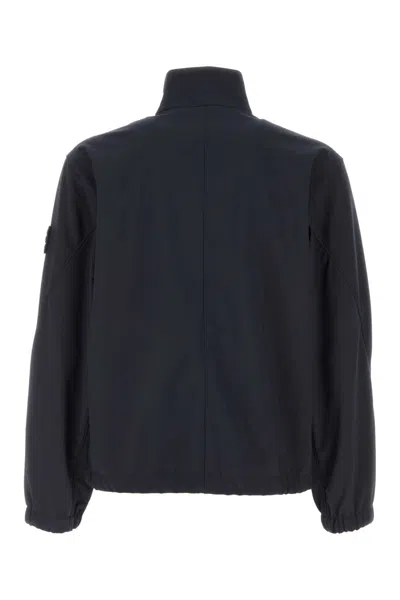 Stone Island Stretch Polyester Jacket Elastic Cuffs High Collar In Multi