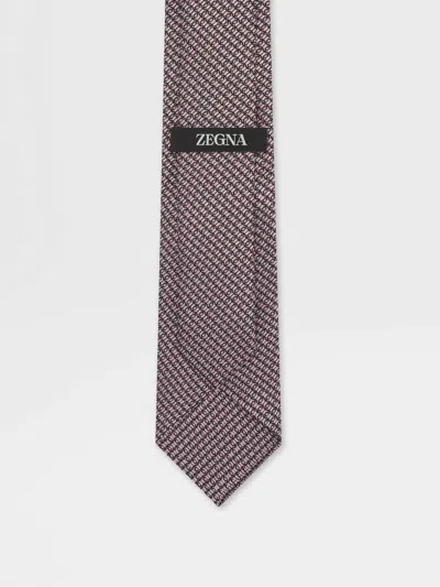 Zegna Geometric-patterned Jacquard Tie In Brown