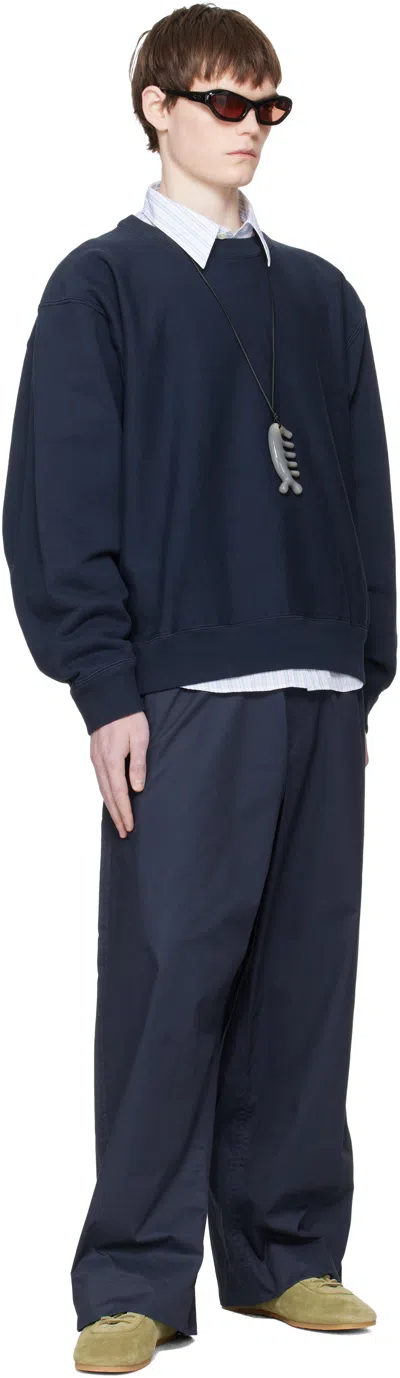 Hed Mayner Navy Drawstring Trousers In Blue