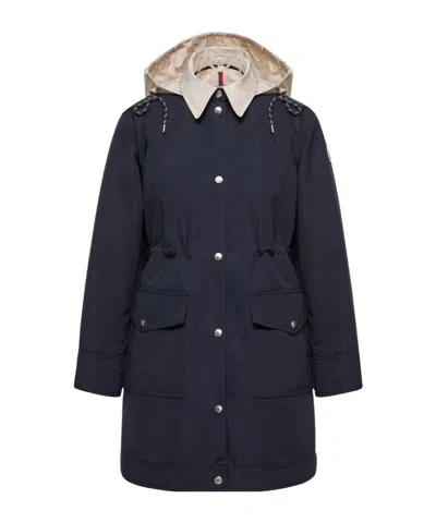 Moncler Begonia Hooded Jacket Drawstring Waist Pockets In Black
