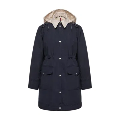 Moncler Begonia Hooded Jacket Drawstring Waist Pockets In Black