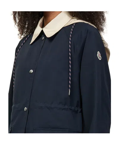 Moncler Begonia Hooded Jacket Drawstring Waist Pockets In Black