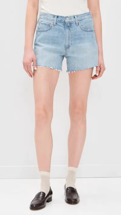 Paige Noella Distressed Denim Shorts In Hellblauer Denim