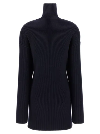 Balenciaga Pinched Navy Mini Dress In Wool And Cotton Women In Blue