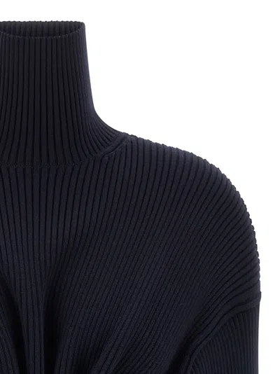 Balenciaga Pinched Navy Mini Dress In Wool And Cotton Women In Blue