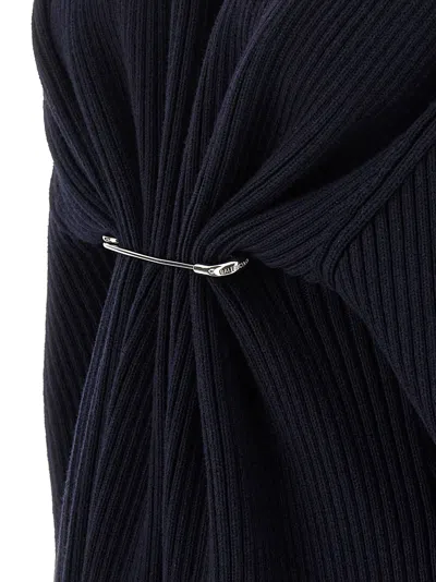 Balenciaga Pinched Navy Mini Dress In Wool And Cotton Women In Blue