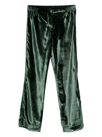 F.r.s . Velvet High Waisted Trousers In Green