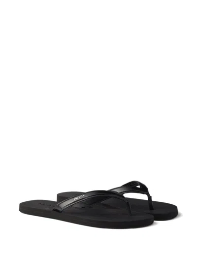 Prada Mini Brushed Leather Flip-flops For Summer Style In Black