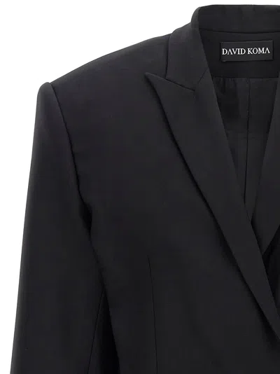 David Koma Short Blazer With Long Sleeves And Pockets In Black