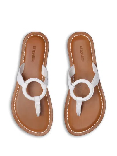 Bernardo Matrix 2 Leather Flat Thong Sandal In White