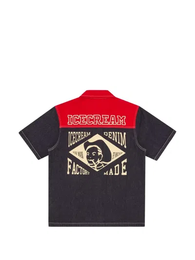 Icecream Patchwork Panel Shirt In Black