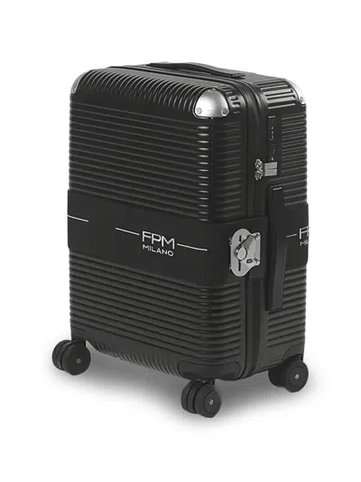 Fpm Milano Bank Zip Deluxe Checked Suitcase In Black