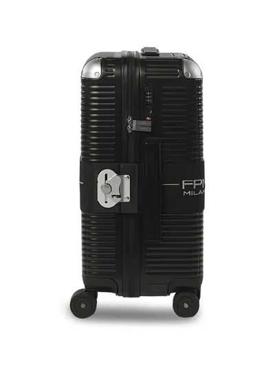 Fpm Milano Bank Zip Deluxe Checked Suitcase In Black