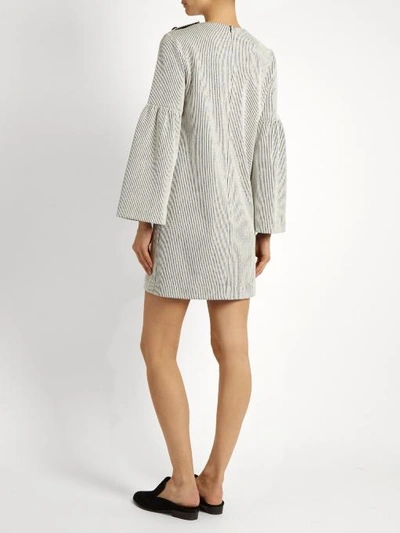 Tibi Bell-sleeve Ribbed Dress In Ivory Multi | ModeSens