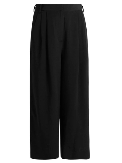 Tibi Cropped Silk Trousers In Black