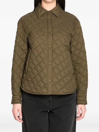 Herno Quilted Button-up Jacket In Green