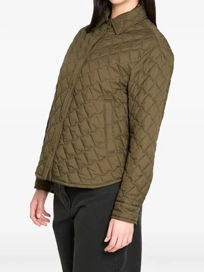 Herno Quilted Button-up Jacket In Green