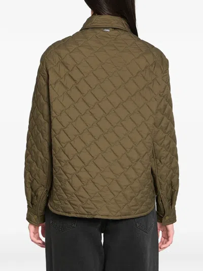 Herno Quilted Button-up Jacket In Green