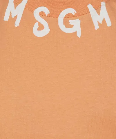 Msgm Cotton T-shirt In Orange