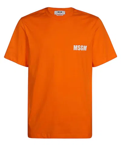Msgm Logo-print Cotton T-shirt In Orange
