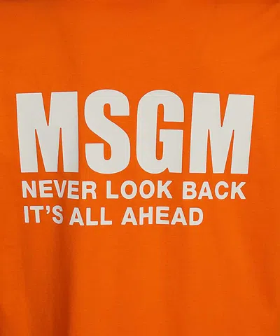 Msgm Logo-print Cotton T-shirt In Orange