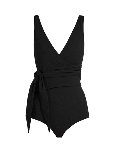 Lisa Marie Fernandez Dree Louise Stretch-crepe Wrap Swimsuit In Black ...