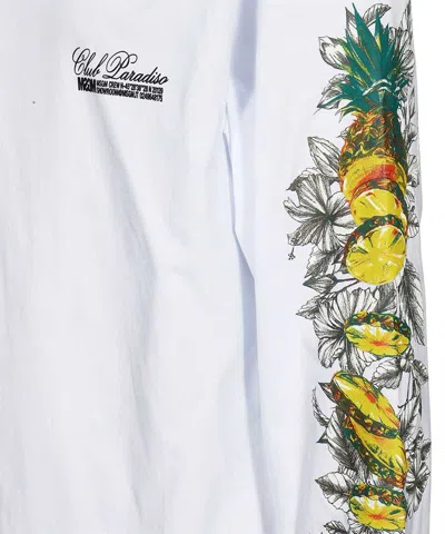 Msgm Long-sleeve Fruit-print T-shirt In White