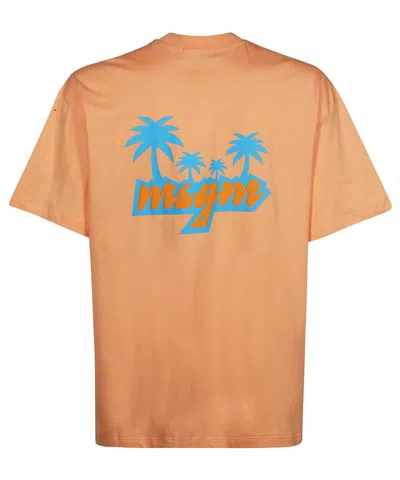 Msgm Cotton T-shirt In Orange
