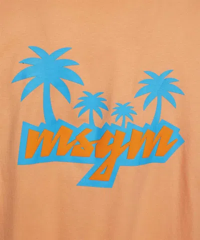 Msgm Cotton T-shirt In Orange