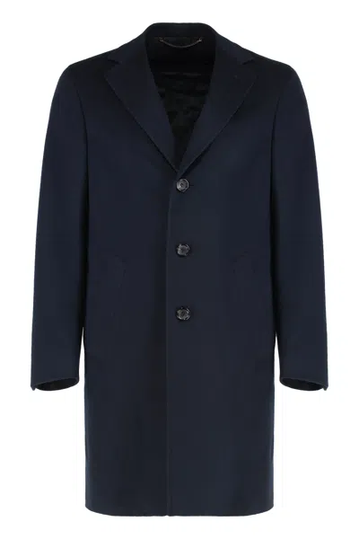 Canali Wool Coat In Blue